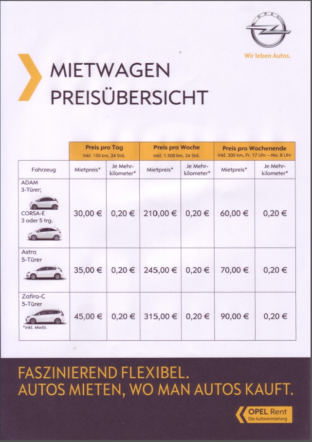 Autovermietung/ OPEL rent